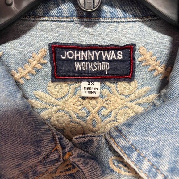 Johnny Was Jacket Womens XS Blue Embroidered Iva Denim Jacket Long Sleeve - Picture 7 of 11